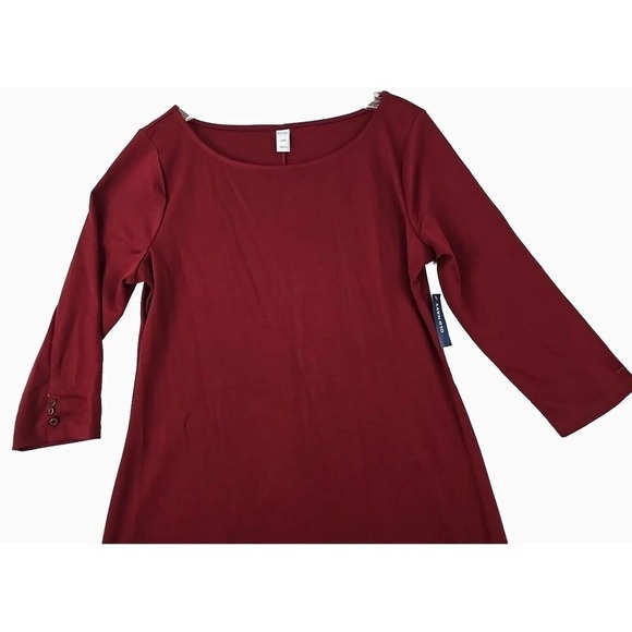 Old Navy ~Woman Size L~ Dark Burgundy Stretchy 3/4 Sleeve Dress Pullover NWT. - Picture 6 of 12